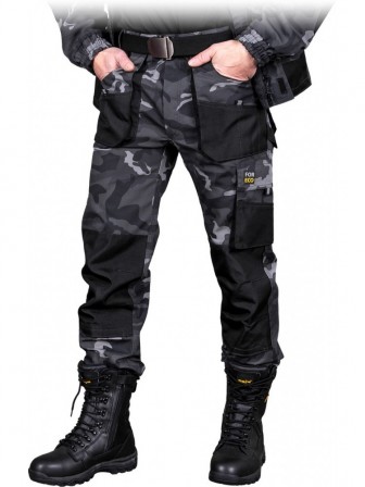 Spodnie robocze ochronne mocne szwy do pasa moro Foreco-T