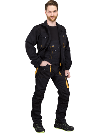 Spodnie robocze ogrodniczki czarno-żółte Foreco-B