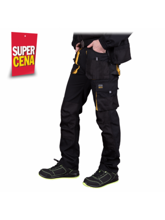Spodnie robocze ochronne mocne szwy do pasa  czarno-żółte Foreco-T