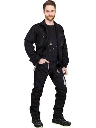 Spodnie robocze ochronne ogrodniczki czarno-szare Foreco-B