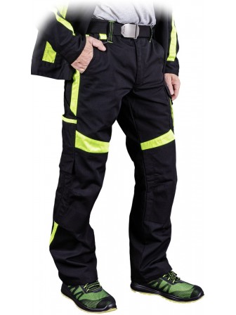 Spodnie robocze do pasa mocne czarno-żółte odblaski L.HOLLMAN