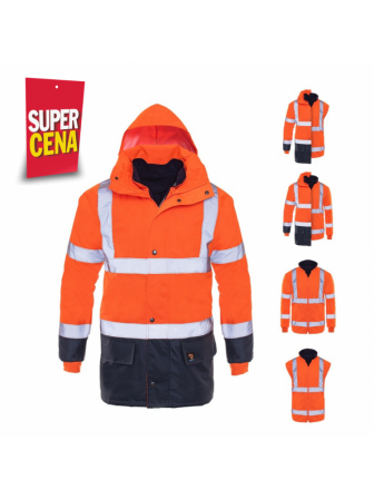 Kurtka bluza kamizelka odblaskowa zimowa 5w1 BHP pomarańczowa PROLUMO