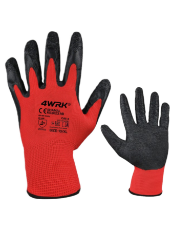 Rękawice robocze CZERWONO/CZARNE powlekane lateksem SHAMAL