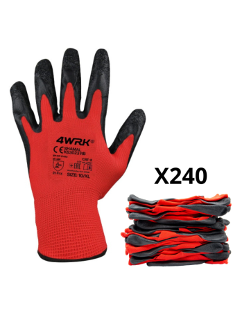 Rękawice robocze CZERWONO/CZARNE powlekane lateksem SHAMAL 240 par